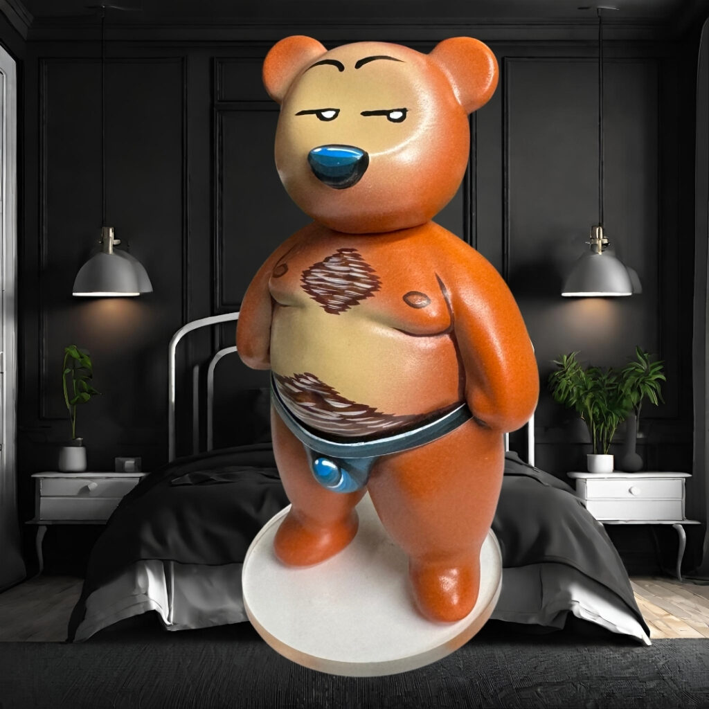Gallery 12 Custom order: bear figure with harness, close-up
